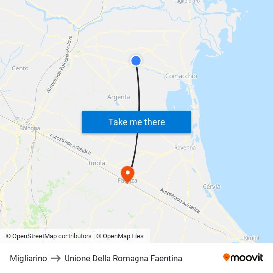 Migliarino to Unione Della Romagna Faentina map