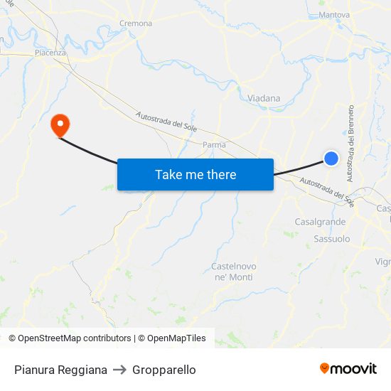 Pianura Reggiana to Gropparello map