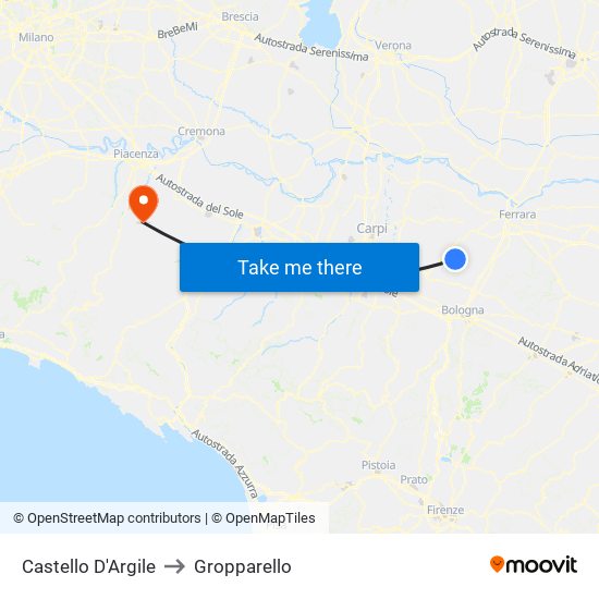 Castello D'Argile to Gropparello map