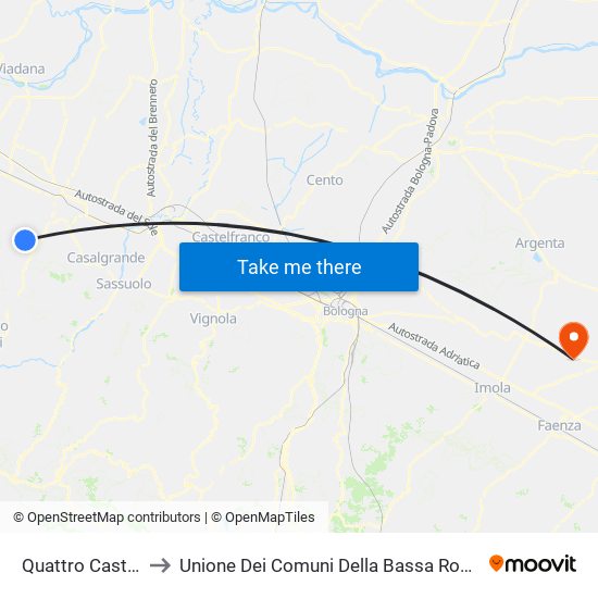 Quattro Castella to Unione Dei Comuni Della Bassa Romagna map