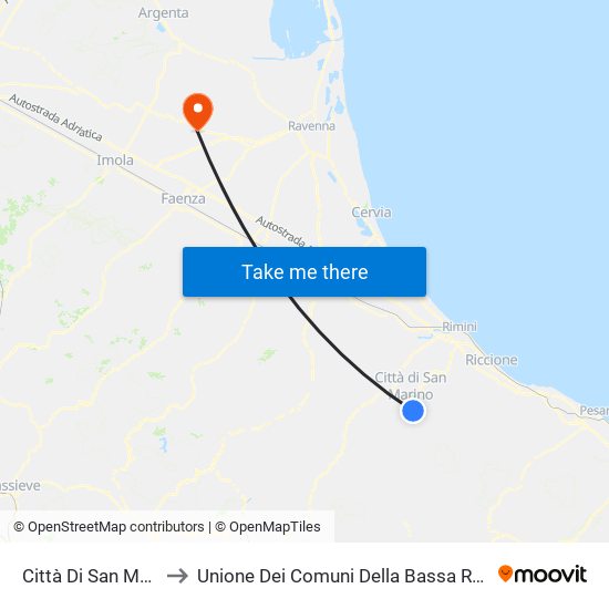 Città Di San Marino to Unione Dei Comuni Della Bassa Romagna map