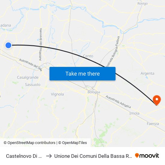 Castelnovo Di Sotto to Unione Dei Comuni Della Bassa Romagna map