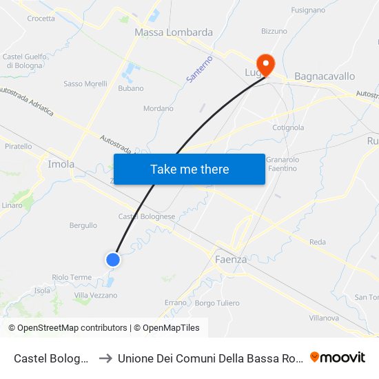 Castel Bolognese to Unione Dei Comuni Della Bassa Romagna map