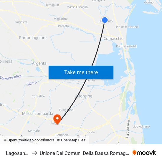 Lagosanto to Unione Dei Comuni Della Bassa Romagna map