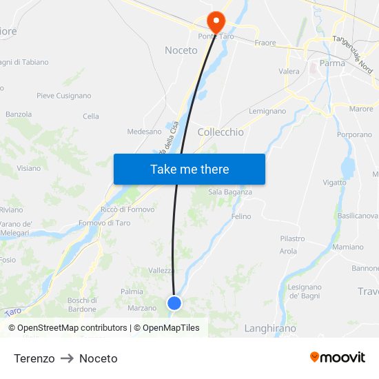 Terenzo to Noceto map