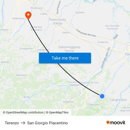 Terenzo to San Giorgio Piacentino map