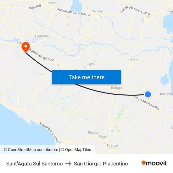 Sant'Agata Sul Santerno to San Giorgio Piacentino map