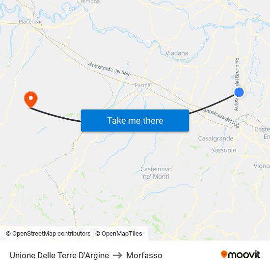 Unione Delle Terre D'Argine to Morfasso map