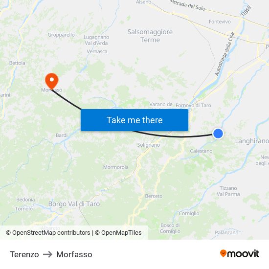 Terenzo to Morfasso map