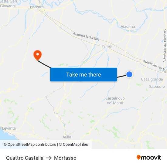 Quattro Castella to Morfasso map
