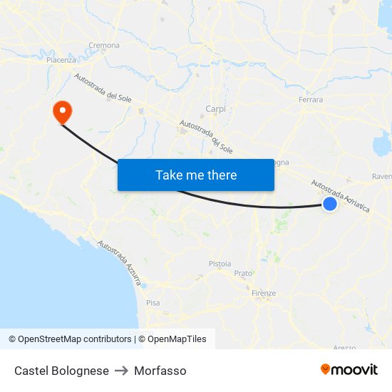 Castel Bolognese to Morfasso map