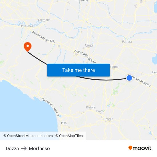 Dozza to Morfasso map