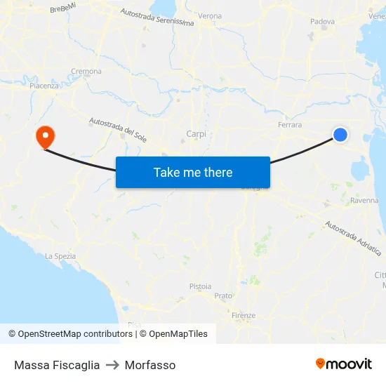 Massa Fiscaglia to Morfasso map