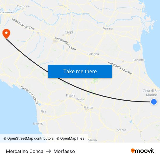 Mercatino Conca to Morfasso map