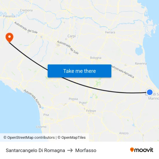 Santarcangelo Di Romagna to Morfasso map