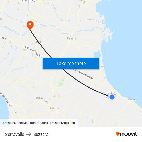 Serravalle to Suzzara map