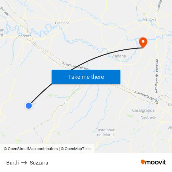 Bardi to Suzzara map