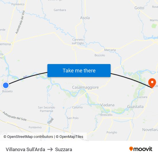 Villanova Sull'Arda to Suzzara map