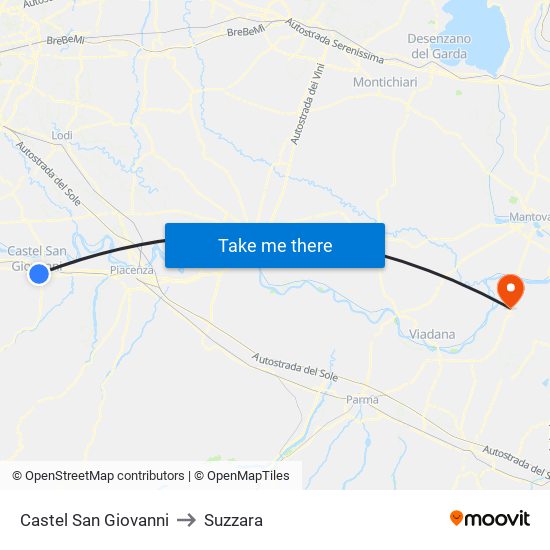 Castel San Giovanni to Suzzara map