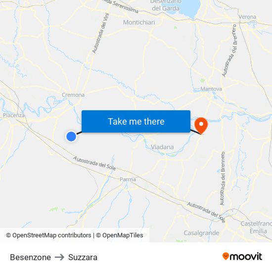 Besenzone to Suzzara map