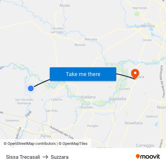 Sissa Trecasali to Suzzara map