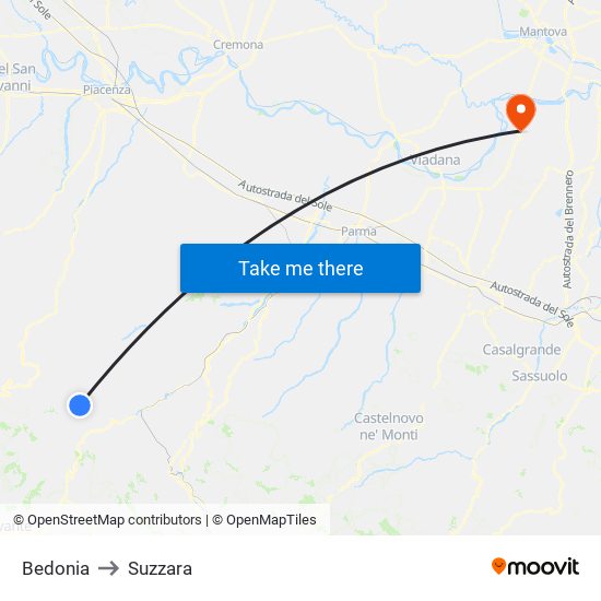 Bedonia to Suzzara map