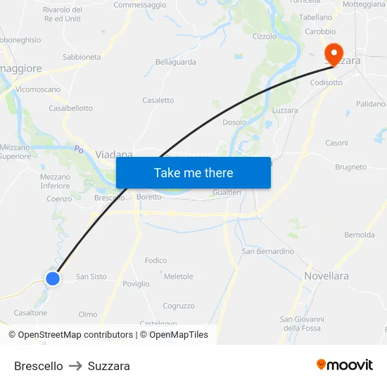 Brescello to Suzzara map