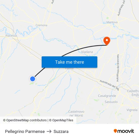 Pellegrino Parmense to Suzzara map