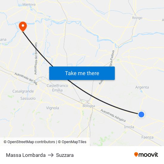 Massa Lombarda to Suzzara map