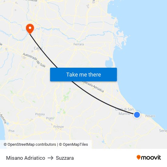 Misano Adriatico to Suzzara map