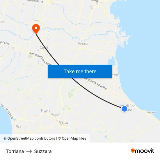 Torriana to Suzzara map
