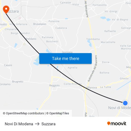 Novi Di Modena to Suzzara map