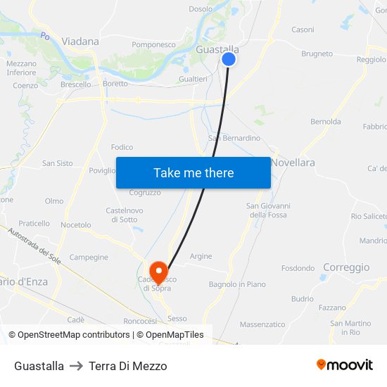 Guastalla to Terra Di Mezzo map