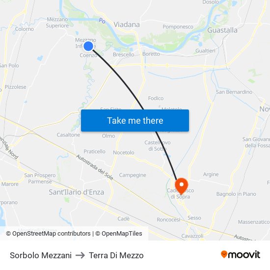 Sorbolo Mezzani to Terra Di Mezzo map