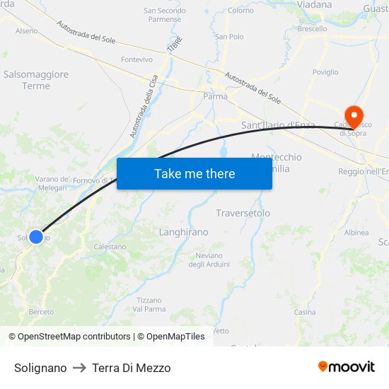 Solignano to Terra Di Mezzo map