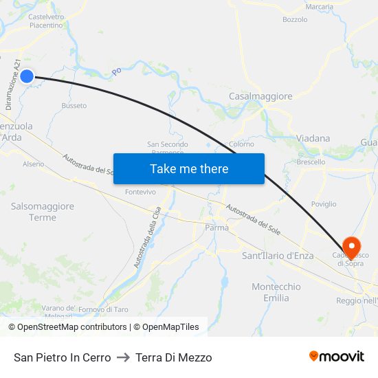 San Pietro In Cerro to Terra Di Mezzo map