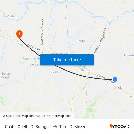 Castel Guelfo Di Bologna to Terra Di Mezzo map