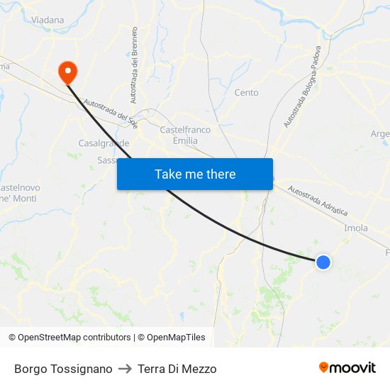 Borgo Tossignano to Terra Di Mezzo map