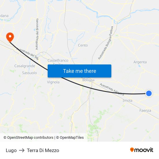 Lugo to Terra Di Mezzo map