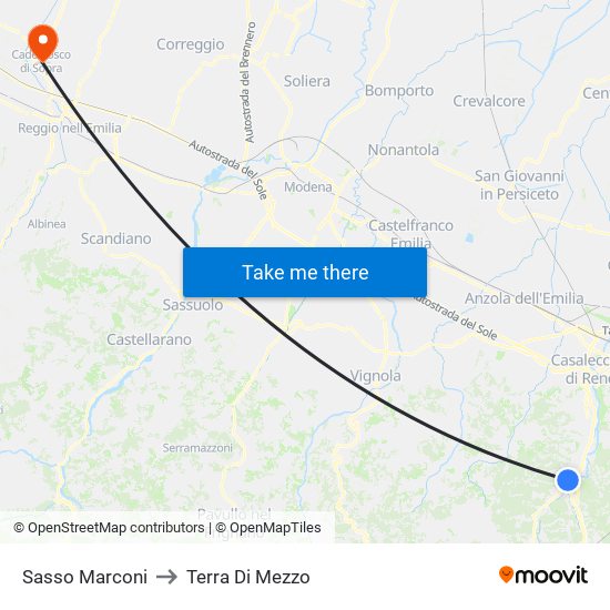Sasso Marconi to Terra Di Mezzo map