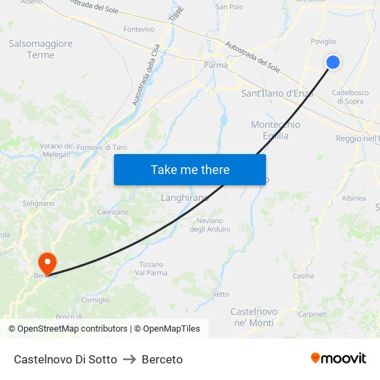 Castelnovo Di Sotto to Berceto map