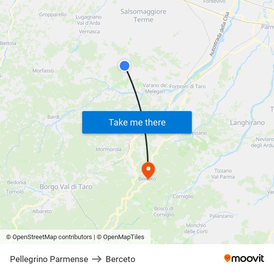 Pellegrino Parmense to Berceto map