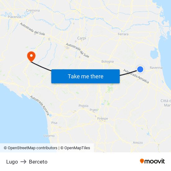 Lugo to Berceto map