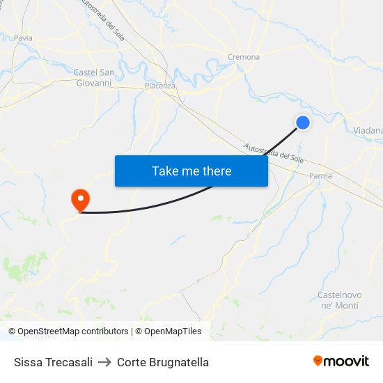 Sissa Trecasali to Corte Brugnatella map