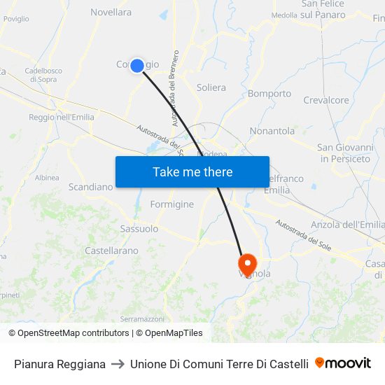 Pianura Reggiana to Unione Di Comuni Terre Di Castelli map