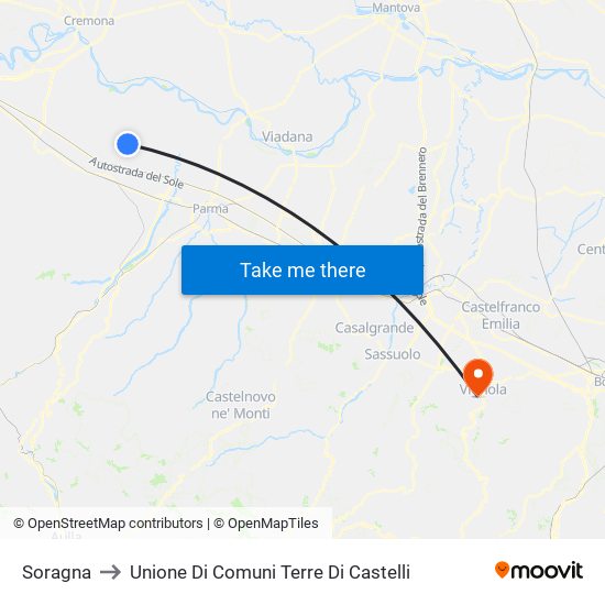 Soragna to Unione Di Comuni Terre Di Castelli map