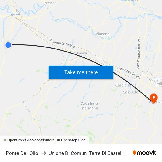 Ponte Dell'Olio to Unione Di Comuni Terre Di Castelli map