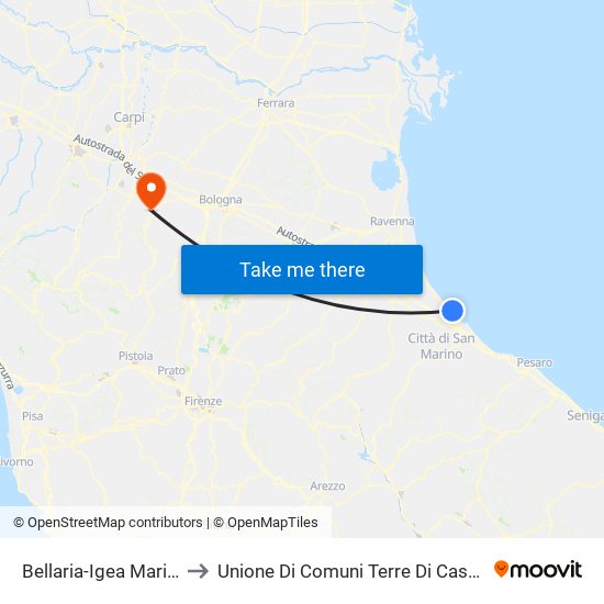 Bellaria-Igea Marina to Unione Di Comuni Terre Di Castelli map