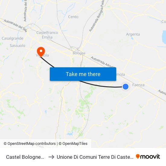 Castel Bolognese to Unione Di Comuni Terre Di Castelli map