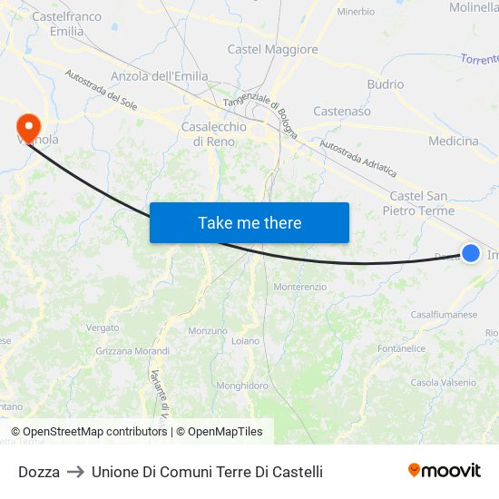 Dozza to Unione Di Comuni Terre Di Castelli map